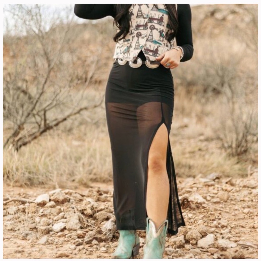 Chic Black Sheer Maxi Skirt